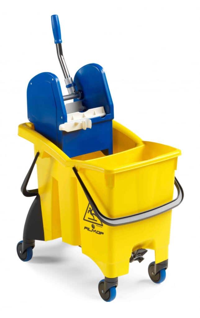 TWICE – shockproof plastic bucket 30 L with two drain-plugs and Regular wringer